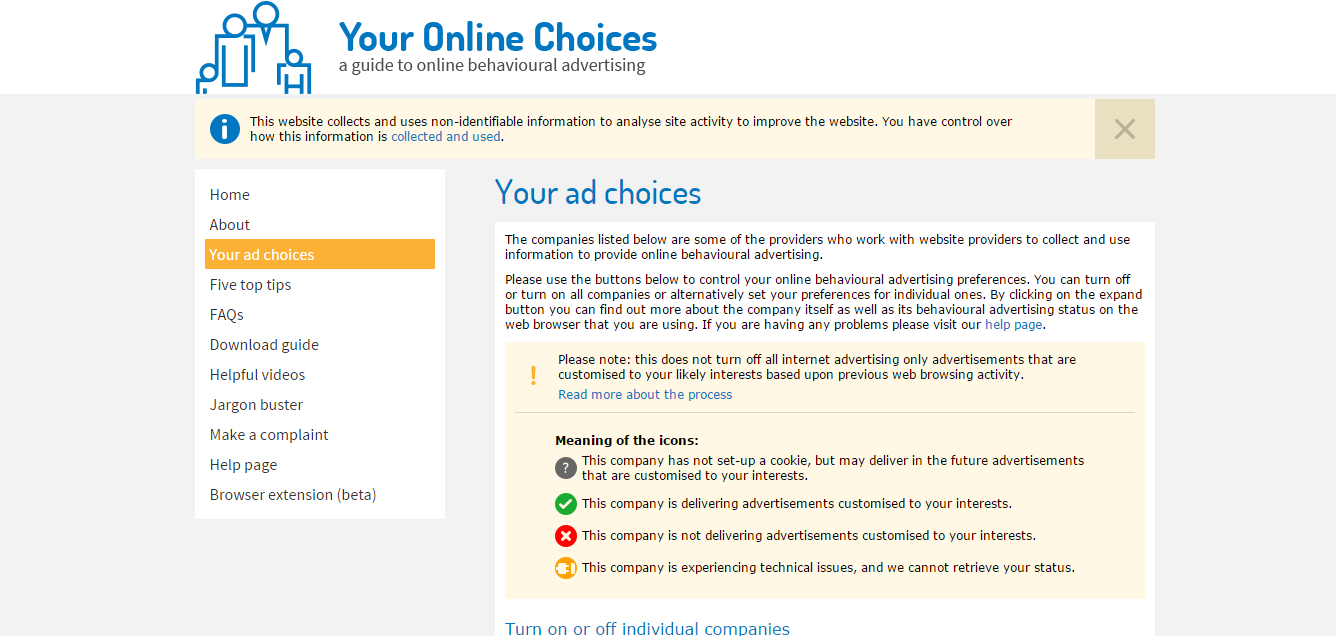 The youronlinechoices.com website